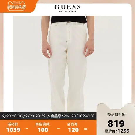 GUESS23新男士高腰直筒牛仔裤宽松显瘦水洗阔腿长裤子-MN2D4033商品大图