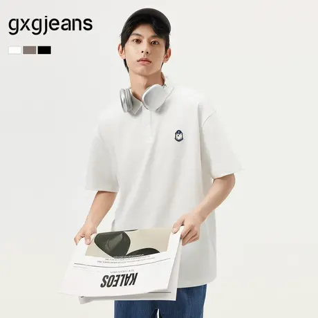gxg.jeans男装 肌理感多色刺绣宽松短袖翻领polo衫 25夏新品图片