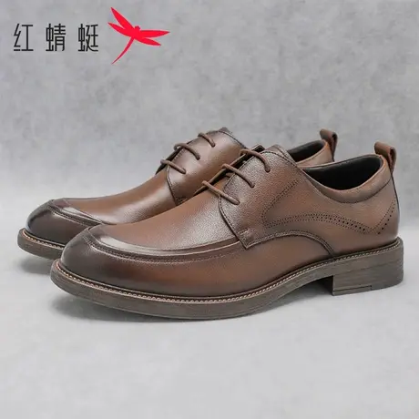红蜻蜓男鞋2025春季新款真皮商务休闲舒适透气皮鞋软底软面德比鞋商品大图