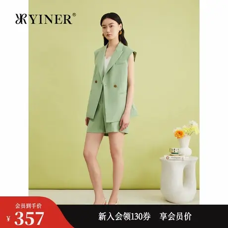 YINER音儿专选2024夏季新款法式通勤羊毛混纺无袖西装领马夹外套商品大图