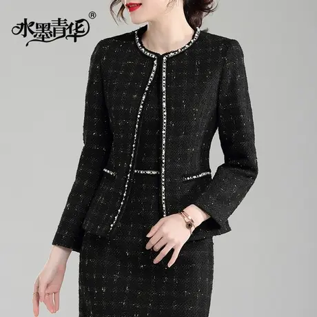 【1件7.9折】冬季新品时尚百搭西装优雅修身女装短款毛呢外套上衣图片