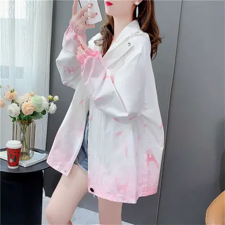 慵懒风连帽工装夹克外套女秋季2022年新款洋气百搭扎染设计感上衣商品大图