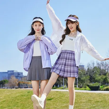 唐狮长袖连帽运动罩衫跑步健身防晒衣女夏季防紫外线透气薄外套商品大图