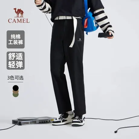 骆驼男装直筒工装裤男士2025新款春秋纯棉宽松弹力休闲运动长裤子商品大图