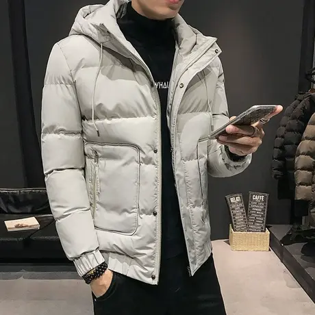 连帽棉衣外套男秋冬加绒韩版潮流羽绒棉服大衣男2023新款冬季加厚图片