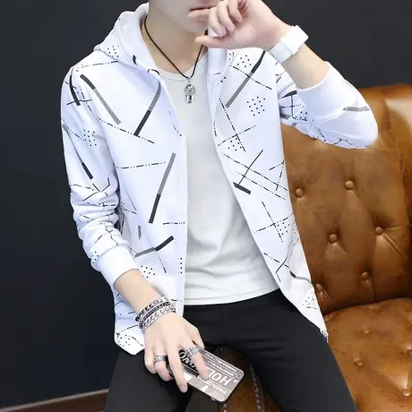 青少年秋天卫衣男外衣秋季衣服学生秋装上衣韩版春秋潮流带帽外套商品大图