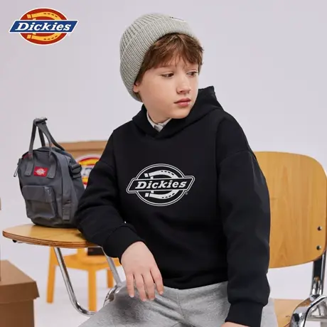 Dickies童装男童卫衣春秋款儿童2025新款连帽上衣女童黑色衣服潮A商品大图