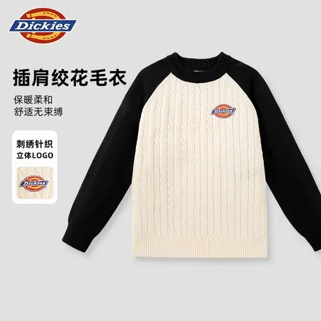 Dickies童装男童毛衣儿童学院风套头衫女童秋冬季2025新款针织衫A商品大图