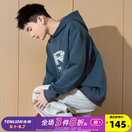唐狮2025春新款男卫衣美式潮牌连帽套头衫青少年休闲百搭外套商品大图