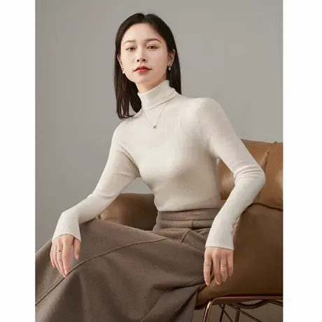 娅丽达温柔气质高领修身针织衫女2025秋冬新款羊毛衫洋气打底毛衣商品大图