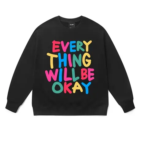 美式甜酷风学生卫衣撞色字母印花潮牌炸街个性小众oversize外套冬商品大图