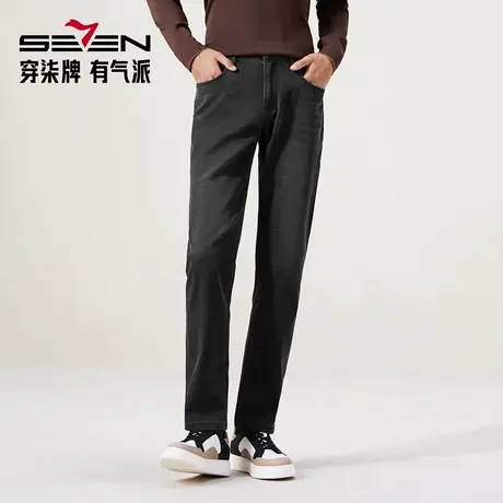 【提花牛仔】柒牌牛仔长裤商务休闲裤子2025秋季新款男士通勤裤装商品大图