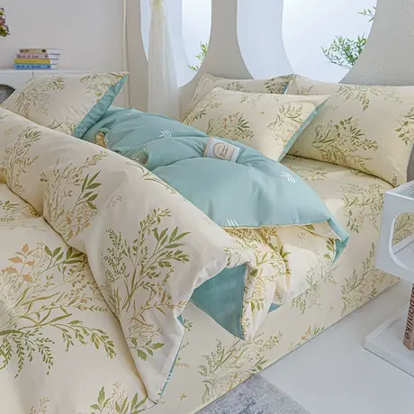 恒源祥小清新全棉四件套纯棉床单被罩床上用品学生宿舍单人三件套商品大图