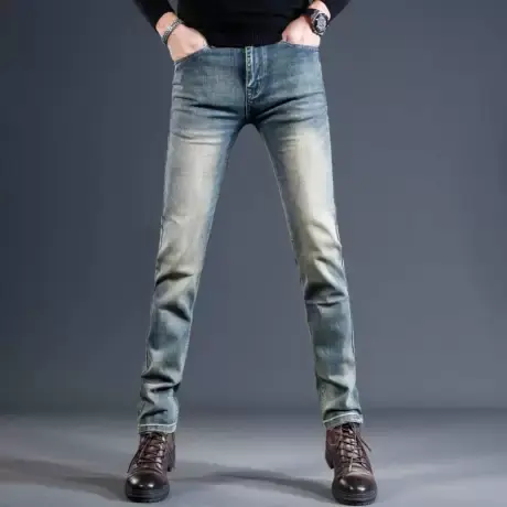 美式休闲复古牛仔裤男修身直筒2023新款秋季弹力百搭男士男装裤子商品大图