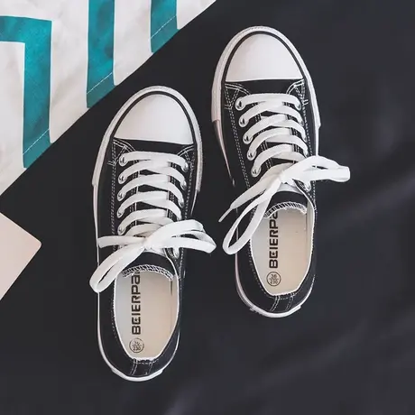 2023年春季新款帆布鞋女韩版百搭经典球鞋黑色板鞋ulzzang布鞋子图片