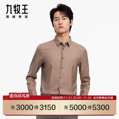 [可机洗羊毛]九牧王男装23春季JC1C73037正装长袖衬衫专柜品质SN图片