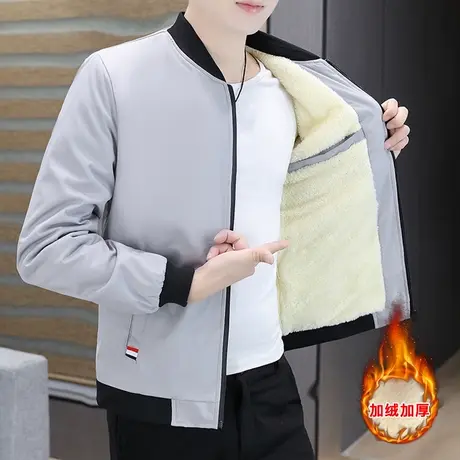 2023秋冬季加绒加厚外套男潮流休闲男士保暖帅气冬装棉衣潮牌褂子商品大图