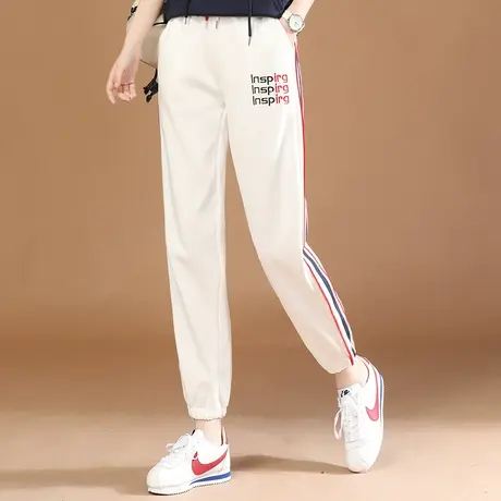 韩潮袭人松紧腰刺绣宽松哈伦长裤女2024春季新款休闲裤卫裤运动裤图片