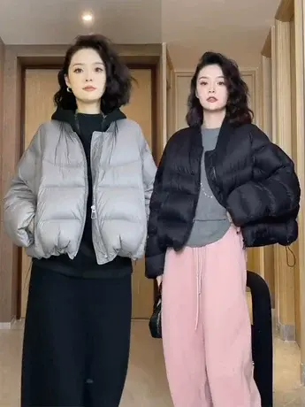 2023冬季新款短款羽绒服新款小个子宽松加厚白鸭绒轻薄保暖外套女图片