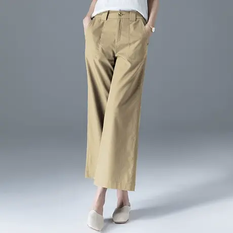天丝阔腿裤女夏季薄款2024新款卡其色裤子休闲裤九分冰丝直筒女裤商品大图