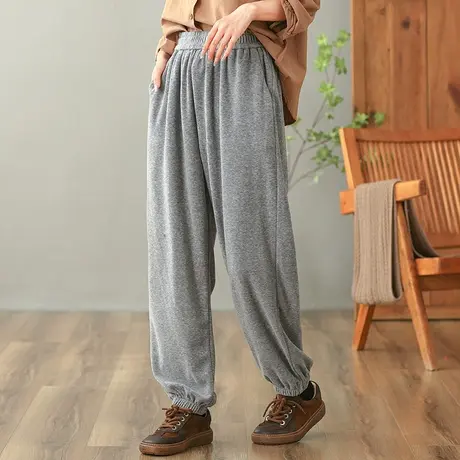 dza 高腰显瘦宽松阔腿哈伦裤子女春秋休闲长裤百搭运动卫裤直筒裤图片