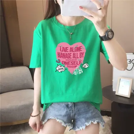 港味小众设计感黑色纯棉短袖T恤女2024夏季新款宽松甜酷上衣ins潮商品大图