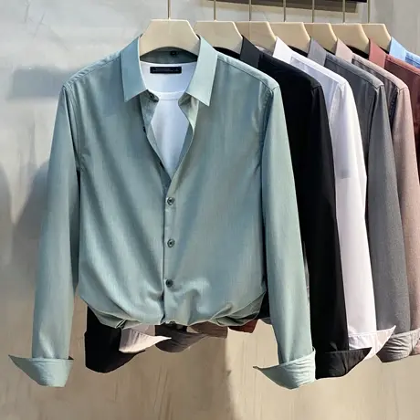 长袖衬衫男商务职业正装免烫抗皱高级感轻奢男士衬衣打底衫春秋款商品大图