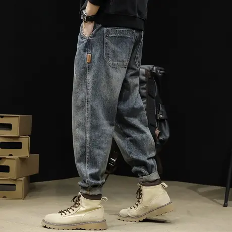 潮牌直筒牛仔裤男春秋宽松大码男士复古男裤春季2024新款男款裤子商品大图