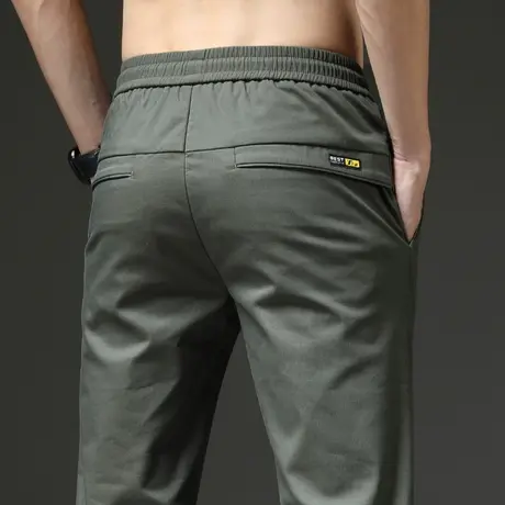 冬季军绿色裤子男裤男士休闲长裤秋冬款直筒宽松潮流百搭时尚冬装商品大图