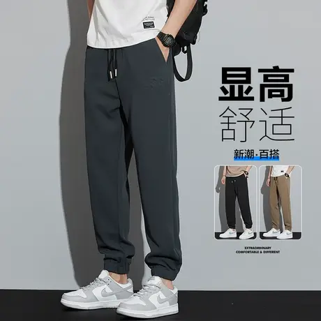 夏季薄款男士春秋款针织休闲卫裤男生绳子系带运动收腿哈伦男裤子商品大图