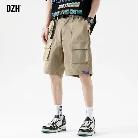 男士卡其色工装短裤夏男薄款五分裤夏季男裤2023新款直筒宽松中裤图片