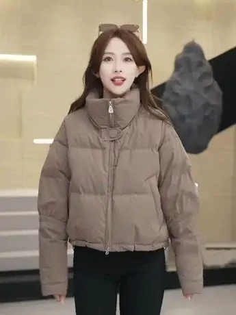 2023新款时尚短款羽绒服冬季小个子加厚保暖百搭外套白鸭绒面包服图片