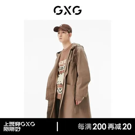 GXG男装 商场同款咖色长款风衣 22年秋季新品城市户外系列图片