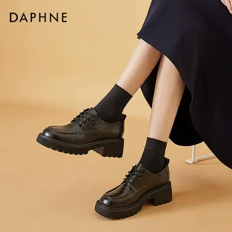 达芙妮方头高跟鞋女鞋2022年新款黑色春夏单鞋夏季粗跟2021小皮鞋图片