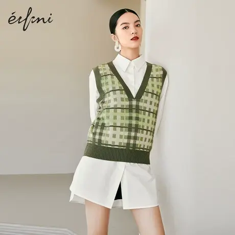 【商场同款】伊芙丽2021冬季新款v领马甲背心针织衫女1CB233101商品大图