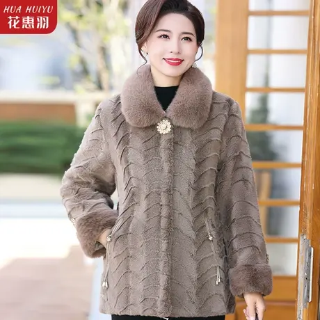 妈妈冬季外套时尚高端阔太太皮草大衣中长款中老年女秋冬貂绒外衣商品大图