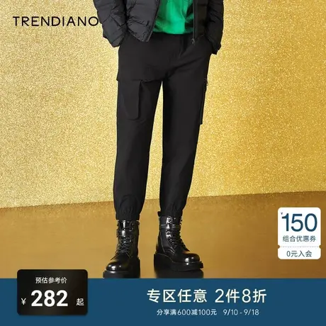 TRENDIANO官方潮牌男装裤子时尚多口袋系带束脚运动休闲长裤卫裤商品大图