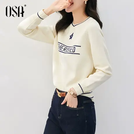 OSA欧莎温柔慵懒风套头外穿毛衣女秋冬2022年新款显瘦针织打底衫图片