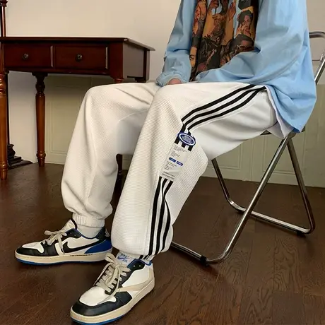 裤子男秋冬季2023新款休闲阔腿束脚男生宽松运动卫裤ins潮流长裤商品大图