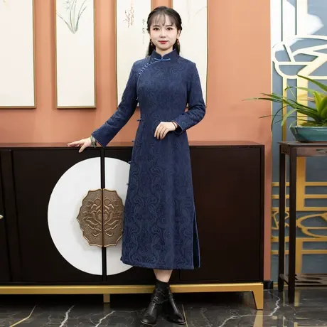 筠雅改良旗袍裙女民国复古新中式优雅气质中长款中国风女装22J919商品大图