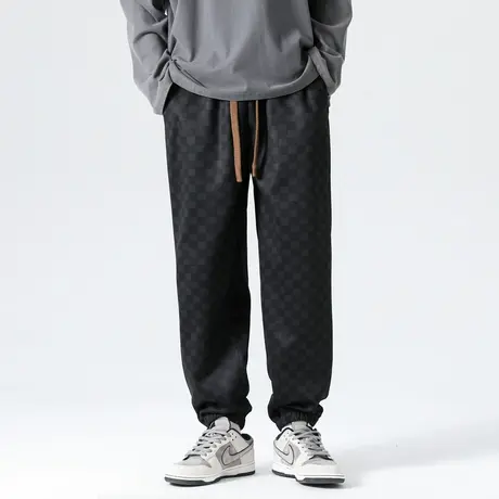 男士格子裤痞帅高级感裤子休闲裤男款运动裤男春季男裤2024年新款商品大图