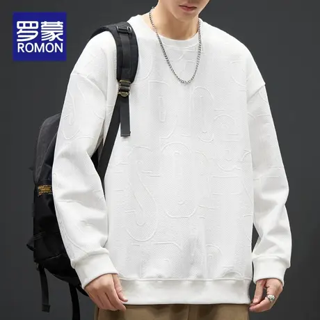 罗蒙卫衣男春秋潮牌男款T恤秋季2023新款男士休闲上衣服美式长袖T图片