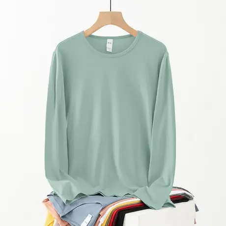 莫代尔长袖t恤男装2023新款秋季薄款圆领秋衣小衫纯色内搭打底衫商品大图