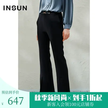 恩裳2023年春季新款黑科技微弹舒适喇叭裤黑色显瘦休闲裤图片