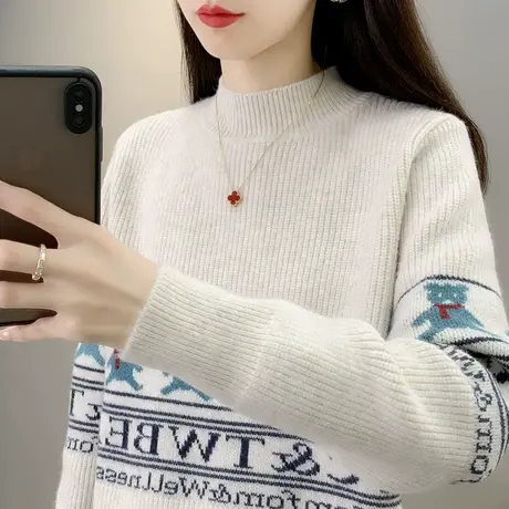 复古毛衣女宽松加厚秋冬2023年新款内搭针织打底衫洋气百搭上衣女商品大图