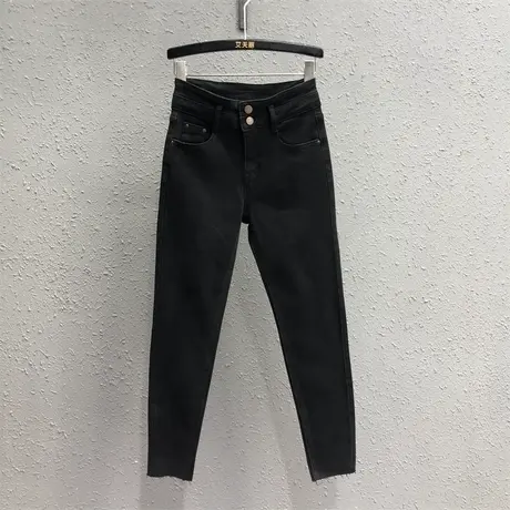 时尚黑色打底外穿紧身裤长裤女2023秋季新款弹力显瘦牛仔铅笔裤潮商品大图