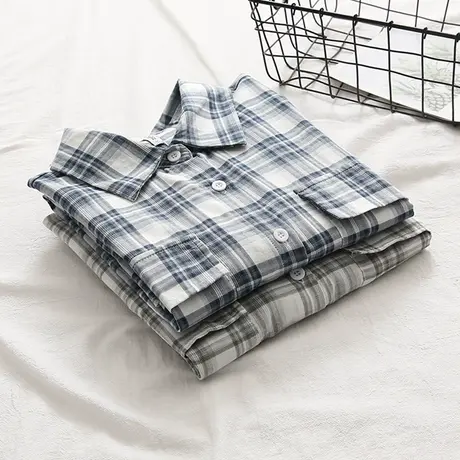 春秋新款复古港味设计感小众叠穿长袖衬衣女宽松休闲格子衬衫外套商品大图