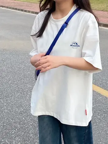 白色基础款t恤中性风短袖女2023新款无性别宽松上衣设计感小众夏商品大图