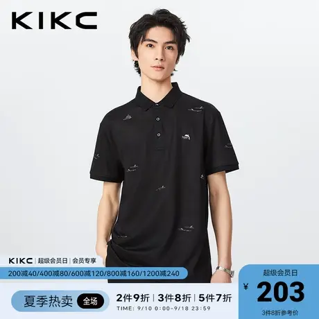 kikcpolo衫男2023春夏新款商场同款海洋图案商务休闲扁机翻领短袖图片