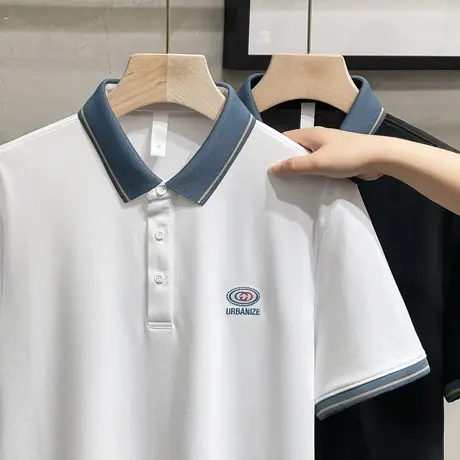 男士polo衫T恤夏新款学院风翻领时尚高端休闲商务男装上衣短袖T恤商品大图